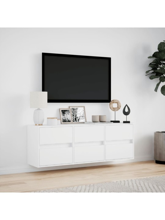 Nástěnná TV skříňka s LED osvětlením bílá 130 x 31 x 45 cm