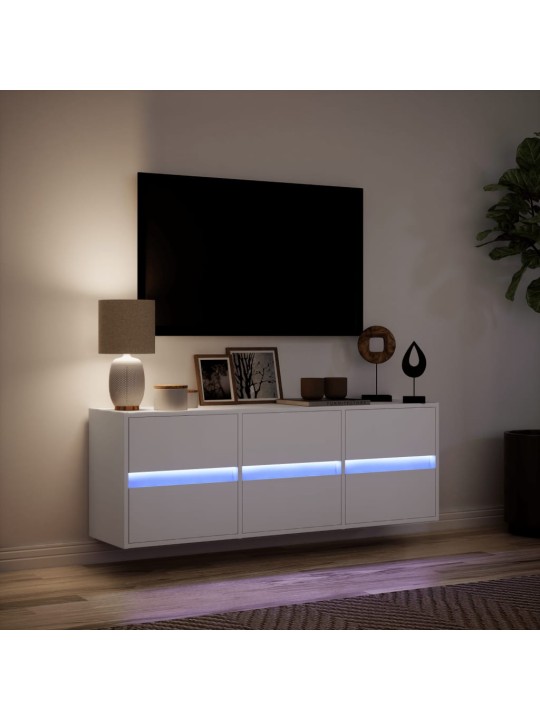 Nástěnná TV skříňka s LED osvětlením bílá 130 x 31 x 45 cm