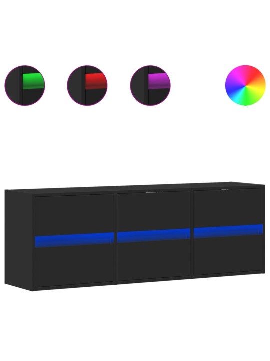 Nástěnná TV skříňka s LED osvětlením černá 130 x 31 x 45 cm