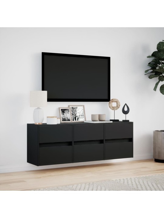 Nástěnná TV skříňka s LED osvětlením černá 130 x 31 x 45 cm