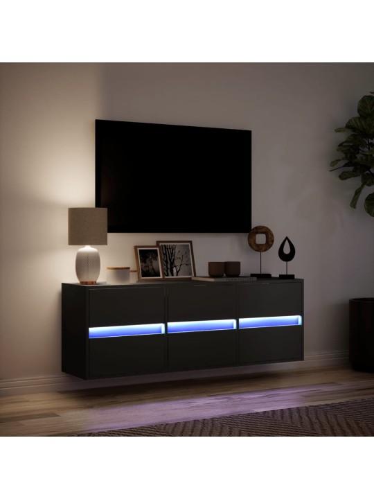 Nástěnná TV skříňka s LED osvětlením černá 130 x 31 x 45 cm