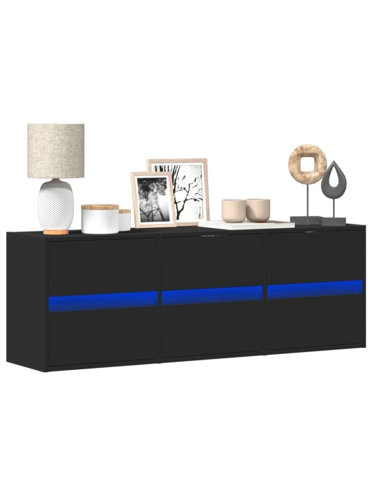Nástěnná TV skříňka s LED osvětlením černá 130 x 31 x 45 cm