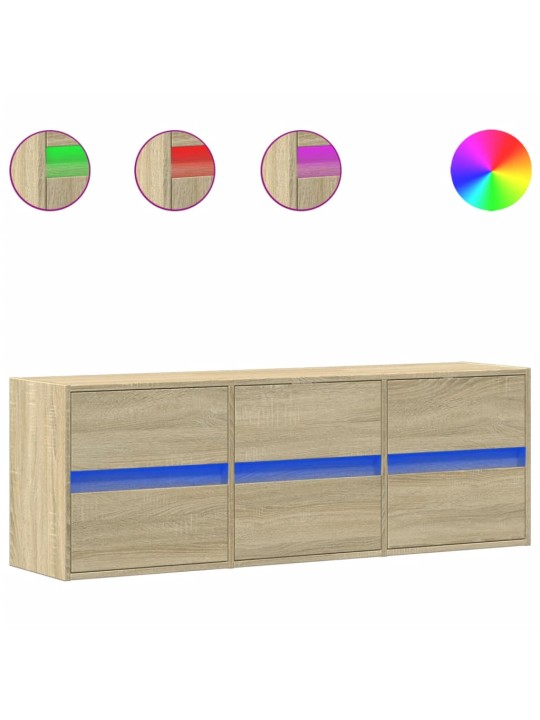 Nástěnná TV skříňka s LED osvětlením dub sonoma 130x31x45 cm
