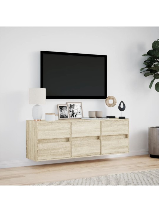 Nástěnná TV skříňka s LED osvětlením dub sonoma 130x31x45 cm