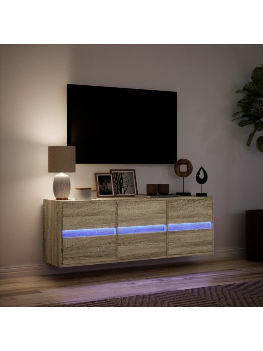 Nástěnná TV skříňka s LED osvětlením dub sonoma 130x31x45 cm