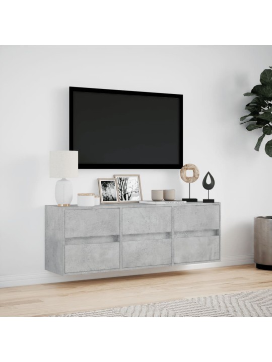 Nástěnná TV skříňka s LED osvětlením betonově šedá 130x31x45 cm