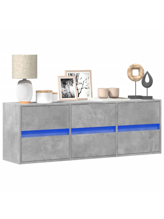 Nástěnná TV skříňka s LED osvětlením betonově šedá 130x31x45 cm