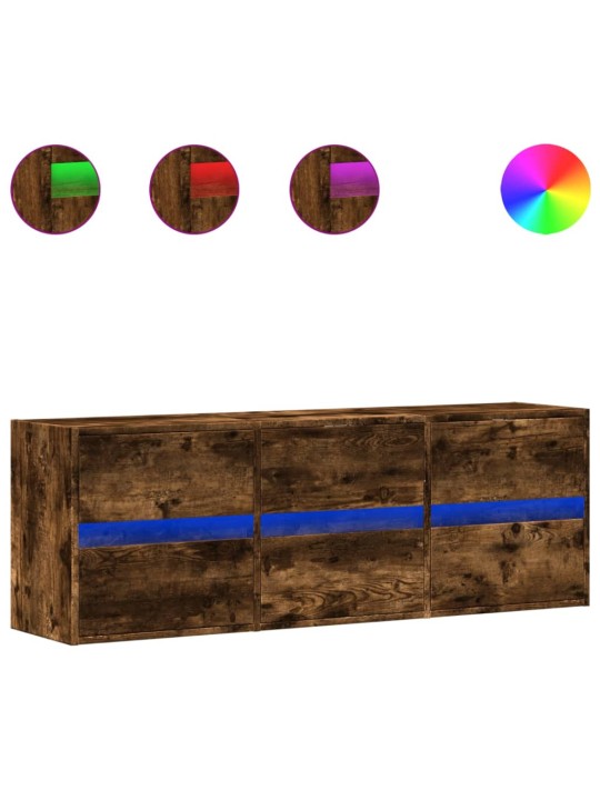 Nástěnná tv skříňka s led osvětlením kouřový dub 130x31x45 cm