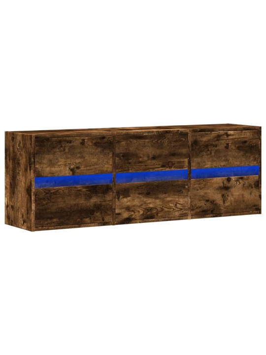 Nástěnná tv skříňka s led osvětlením kouřový dub 130x31x45 cm