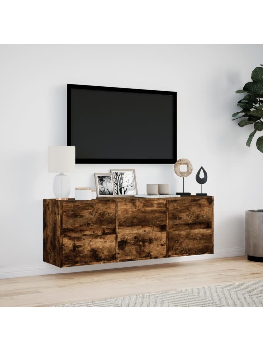 Nástěnná tv skříňka s led osvětlením kouřový dub 130x31x45 cm
