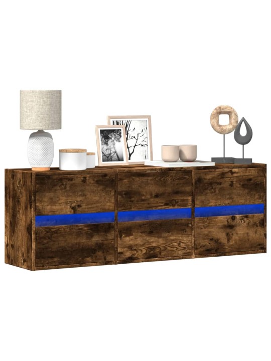 Nástěnná tv skříňka s led osvětlením kouřový dub 130x31x45 cm