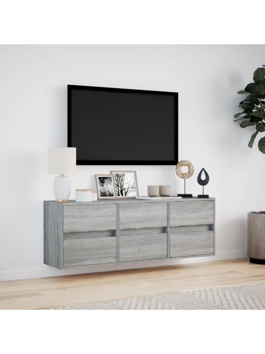 Nástěnná tv skříňka s led osvětlením šedá sonoma 130x31x45 cm