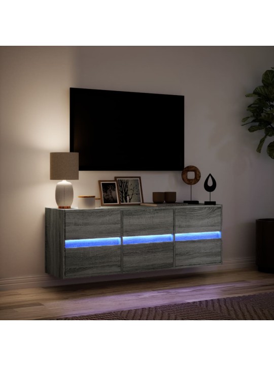 Nástěnná tv skříňka s led osvětlením šedá sonoma 130x31x45 cm