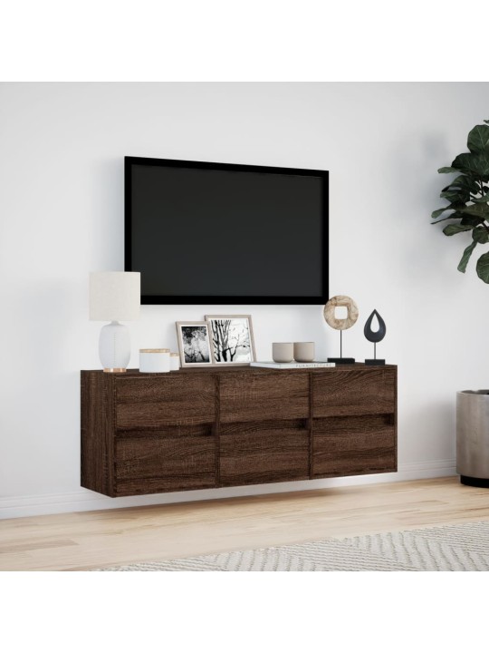 Nástěnná tv skříňka s led osvětlením hnědý dub 130 x 31 x 45 cm