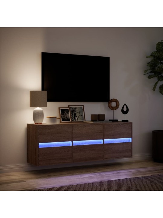 Nástěnná tv skříňka s led osvětlením hnědý dub 130 x 31 x 45 cm