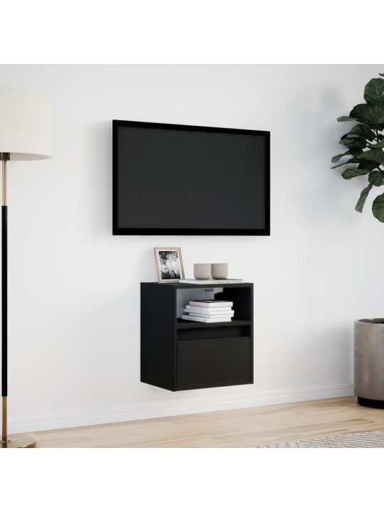 Nástěnná TV skříňka s LED osvětlením černá 41 x 31 x 45 cm