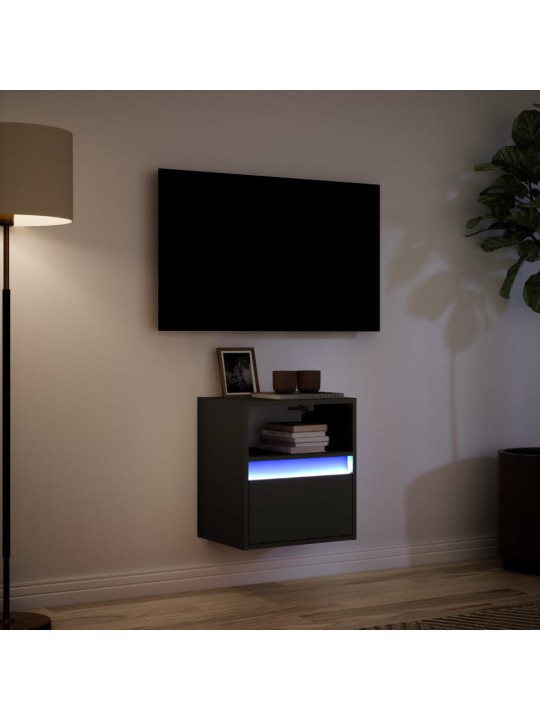 Nástěnná TV skříňka s LED osvětlením černá 41 x 31 x 45 cm