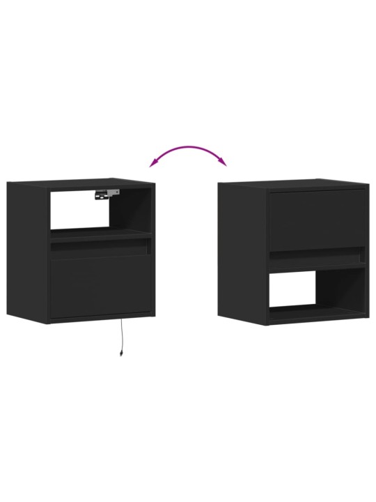 Nástěnná TV skříňka s LED osvětlením černá 41 x 31 x 45 cm