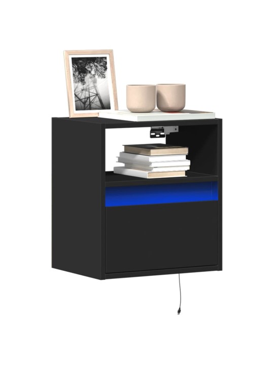 Nástěnná TV skříňka s LED osvětlením černá 41 x 31 x 45 cm