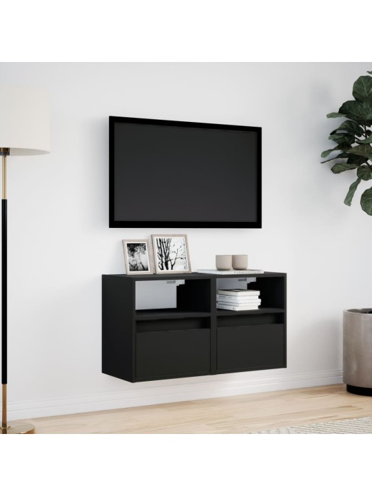 Nástěnné TV skříňky s LED osvětlením 2 ks černé 41 x 31 x 45 cm