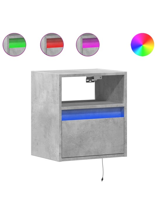 Nástěnná TV skříňka s LED osvětlením betonově šedá 41x31x45 cm