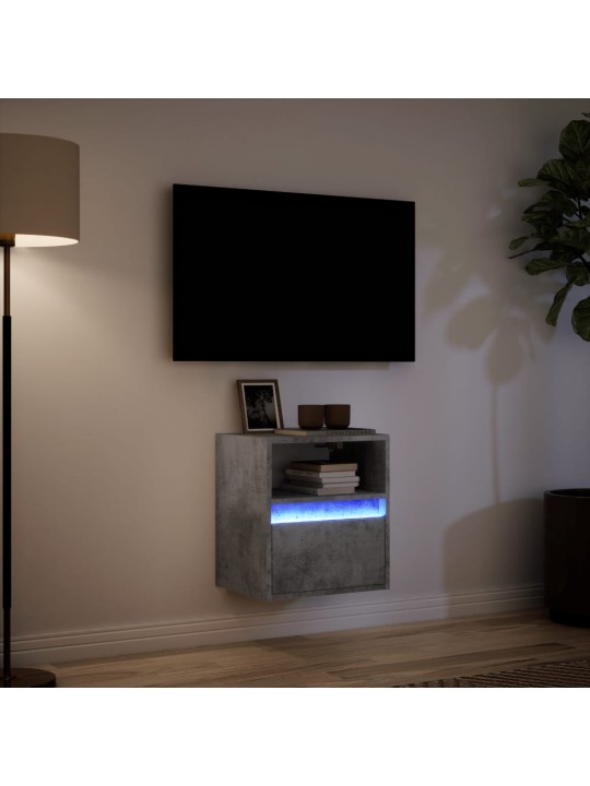 Nástěnná TV skříňka s LED osvětlením betonově šedá 41x31x45 cm