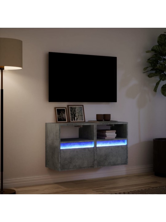 Nástěnné TV skříňky s LED 2 ks betonově šedé 41 x 31 x 45 cm