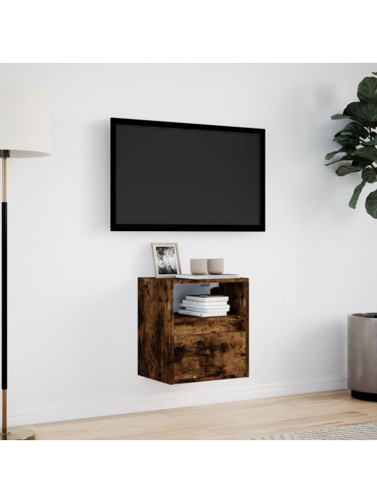 Nástěnná tv skříňka s led osvětlením kouřový dub 41x31x45 cm