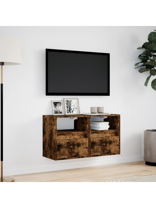 Nástěnné tv skříňky s led 2 ks kouřový dub 41 x 31 x 45 cm