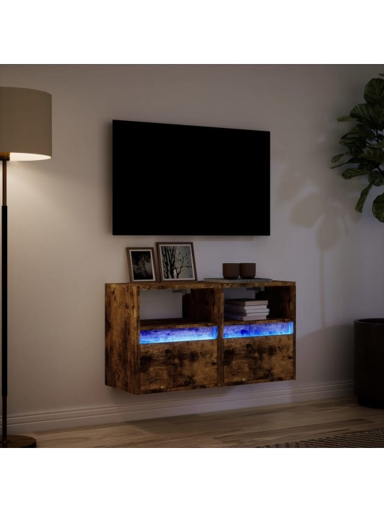 Nástěnné tv skříňky s led 2 ks kouřový dub 41 x 31 x 45 cm