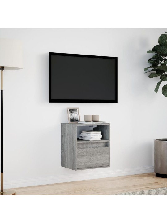 Nástěnná tv skříňka s led osvětlením šedá sonoma 41x31x45 cm