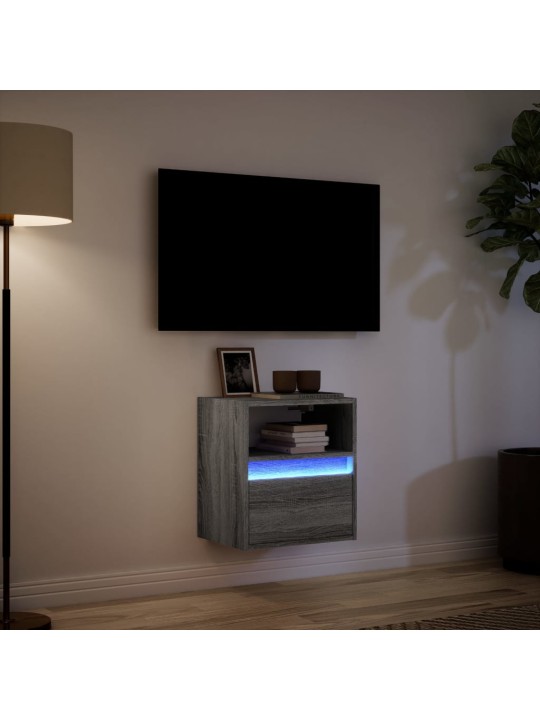 Nástěnná tv skříňka s led osvětlením šedá sonoma 41x31x45 cm