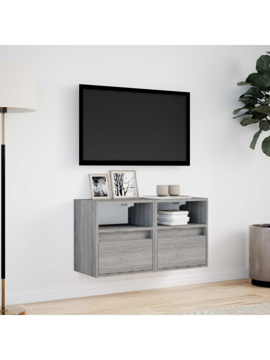 Nástěnné tv skříňky s led 2 ks šedé sonoma 41 x 31 x 45 cm