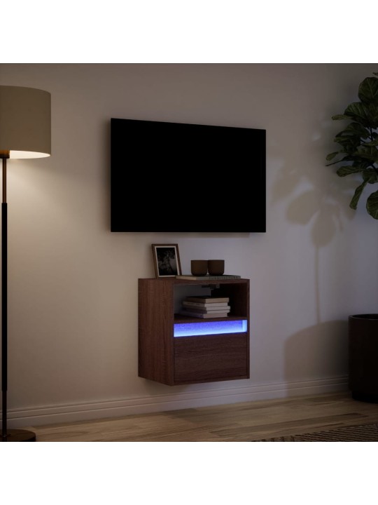 Nástěnná tv skříňka s led osvětlením hnědý dub 41 x 31 x 45 cm