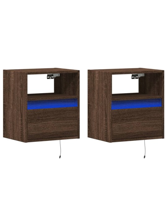 Nástěnné tv skříňky s led osvětlením 2 ks hnědý dub 41x31x45 cm