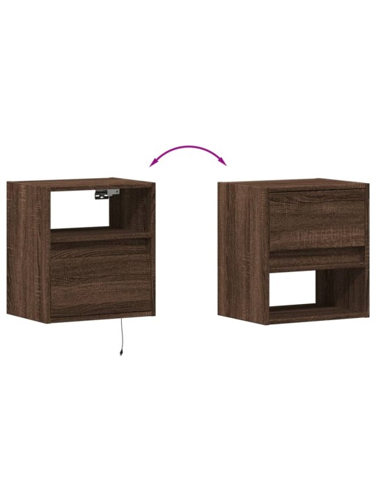 Nástěnné tv skříňky s led osvětlením 2 ks hnědý dub 41x31x45 cm