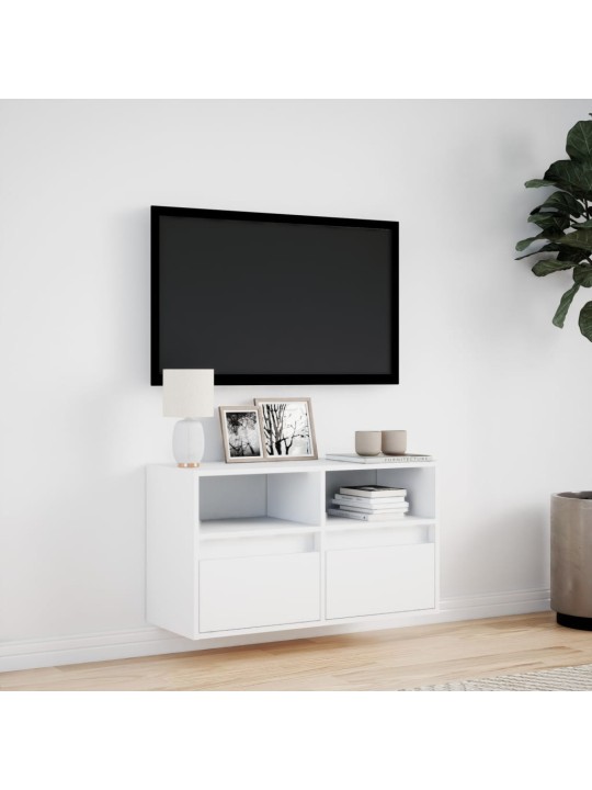 Nástěnná TV skříňka s LED osvětlením bílá 80 x 31 x 45 cm