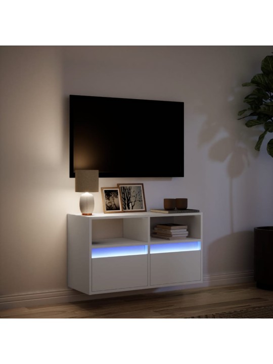 Nástěnná TV skříňka s LED osvětlením bílá 80 x 31 x 45 cm