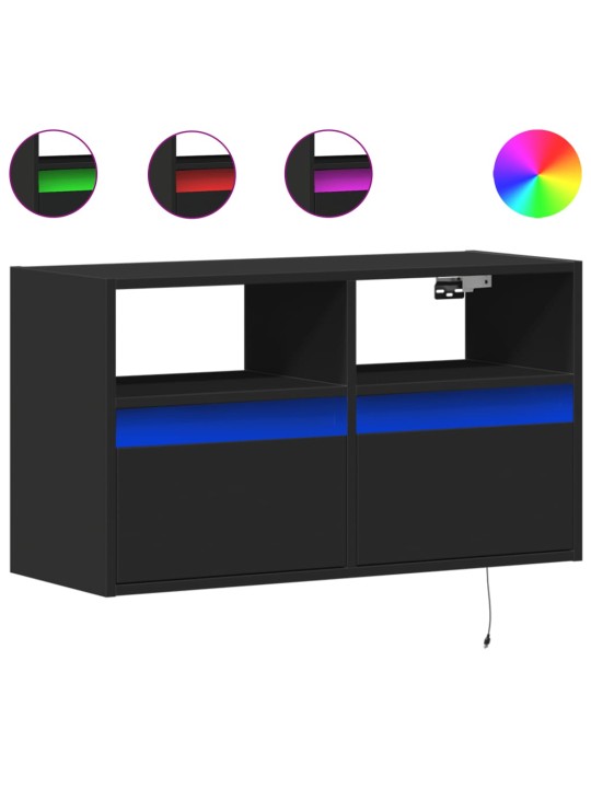 Nástěnná TV skříňka s LED osvětlením černá 80 x 31 x 45 cm