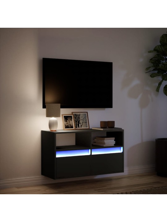 Nástěnná TV skříňka s LED osvětlením černá 80 x 31 x 45 cm