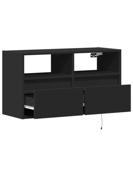 Nástěnná TV skříňka s LED osvětlením černá 80 x 31 x 45 cm