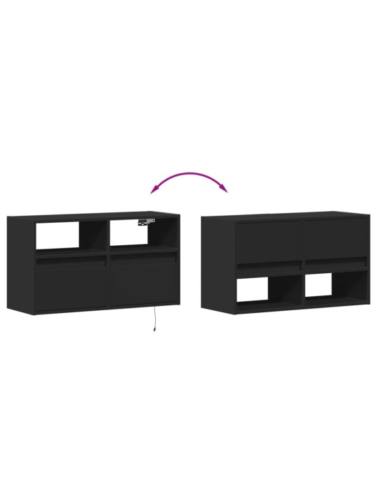 Nástěnná TV skříňka s LED osvětlením černá 80 x 31 x 45 cm