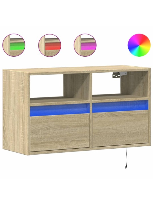 Nástěnná TV skříňka s LED osvětlením dub sonoma 80 x 31 x 45 cm