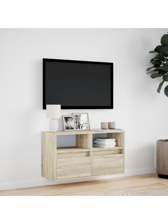 Nástěnná TV skříňka s LED osvětlením dub sonoma 80 x 31 x 45 cm