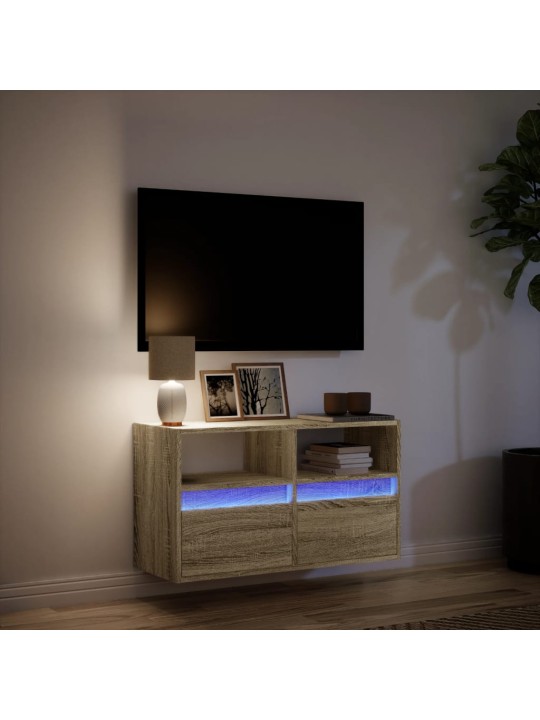 Nástěnná TV skříňka s LED osvětlením dub sonoma 80 x 31 x 45 cm