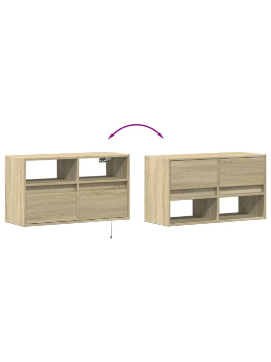 Nástěnná TV skříňka s LED osvětlením dub sonoma 80 x 31 x 45 cm