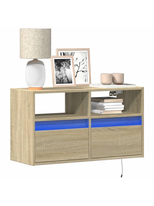 Nástěnná TV skříňka s LED osvětlením dub sonoma 80 x 31 x 45 cm