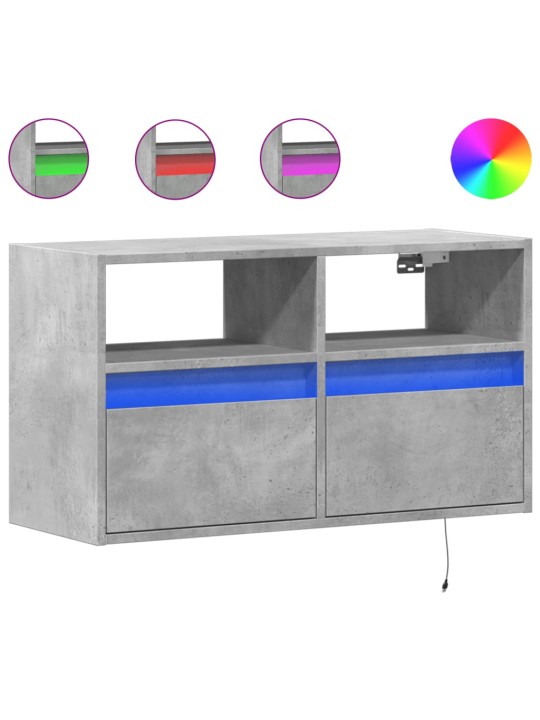 Nástěnná TV skříňka s LED osvětlením betonově šedá 80x31x45 cm
