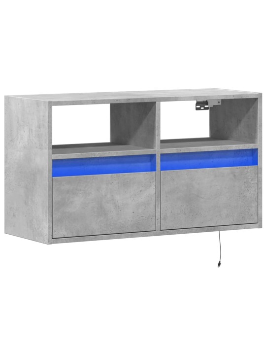 Nástěnná TV skříňka s LED osvětlením betonově šedá 80x31x45 cm