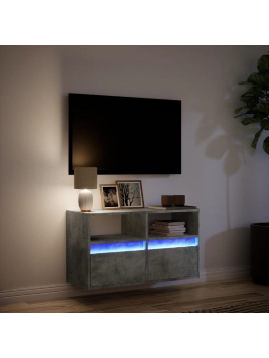 Nástěnná TV skříňka s LED osvětlením betonově šedá 80x31x45 cm